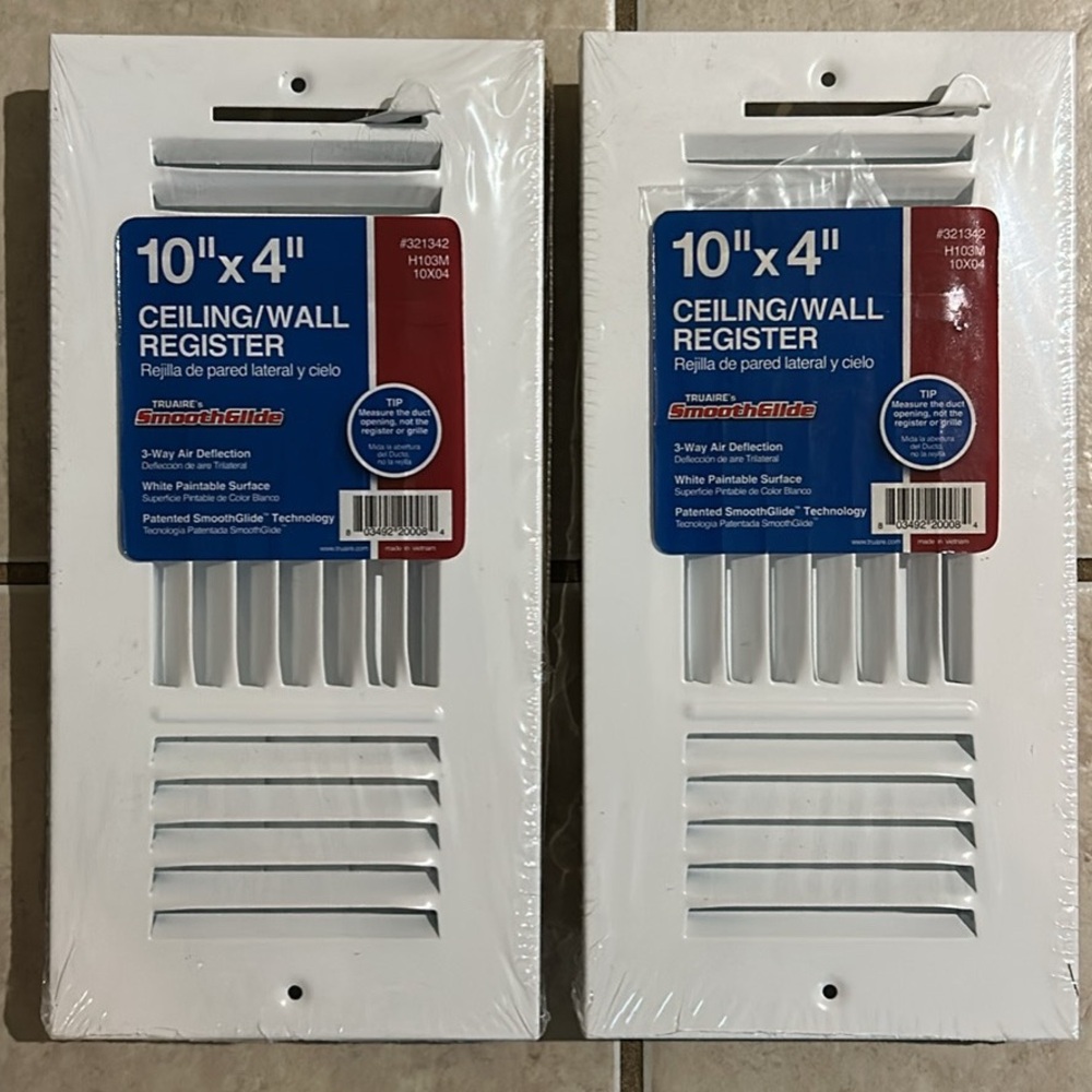 White Ceiling/Wall Register 10"x4"